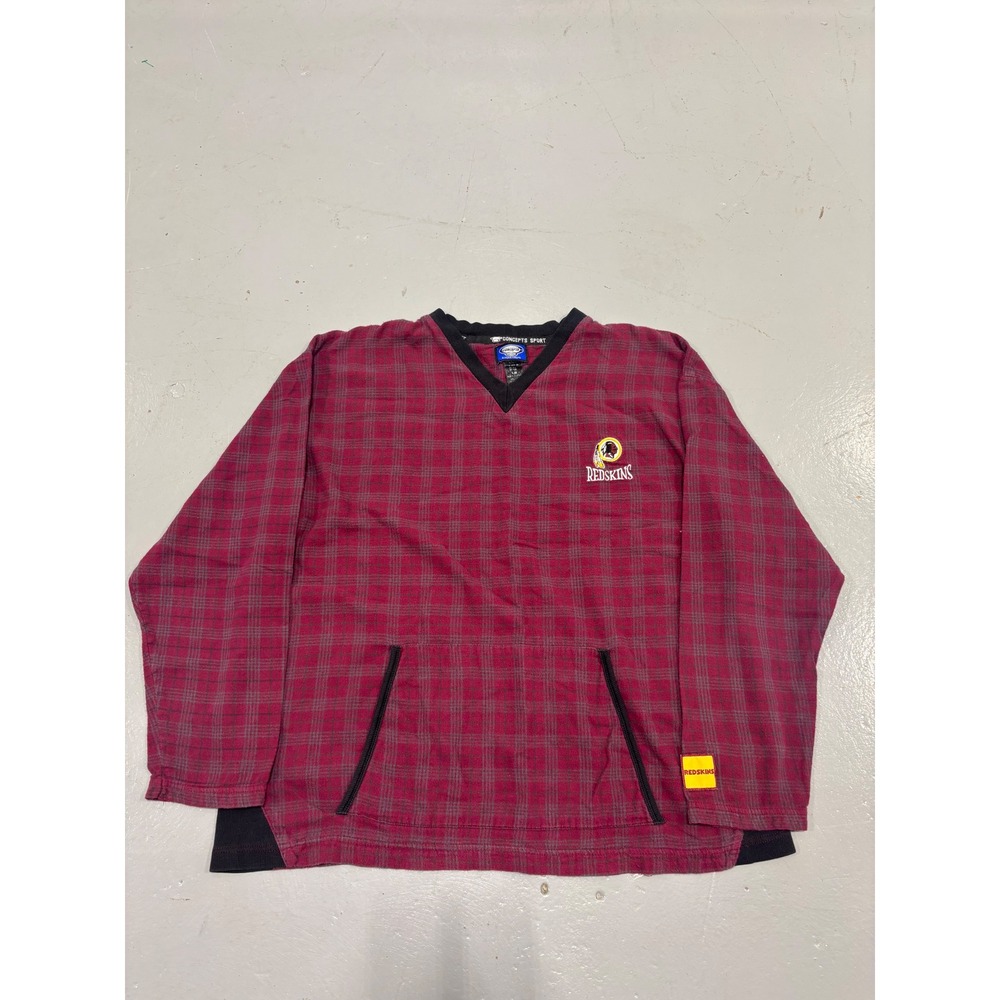 Vintage Concepts Sport Washington Redskins NFL Plaid Pullover Sweatshirt Mens XL